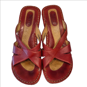 Born Tarpon Red Leather Slide Sandals